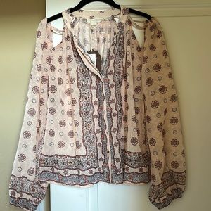 NWT Anthropologie Forever that girl pretty cold shoulder printed blouse